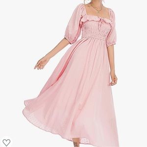Womens flare soft pink maxi dress